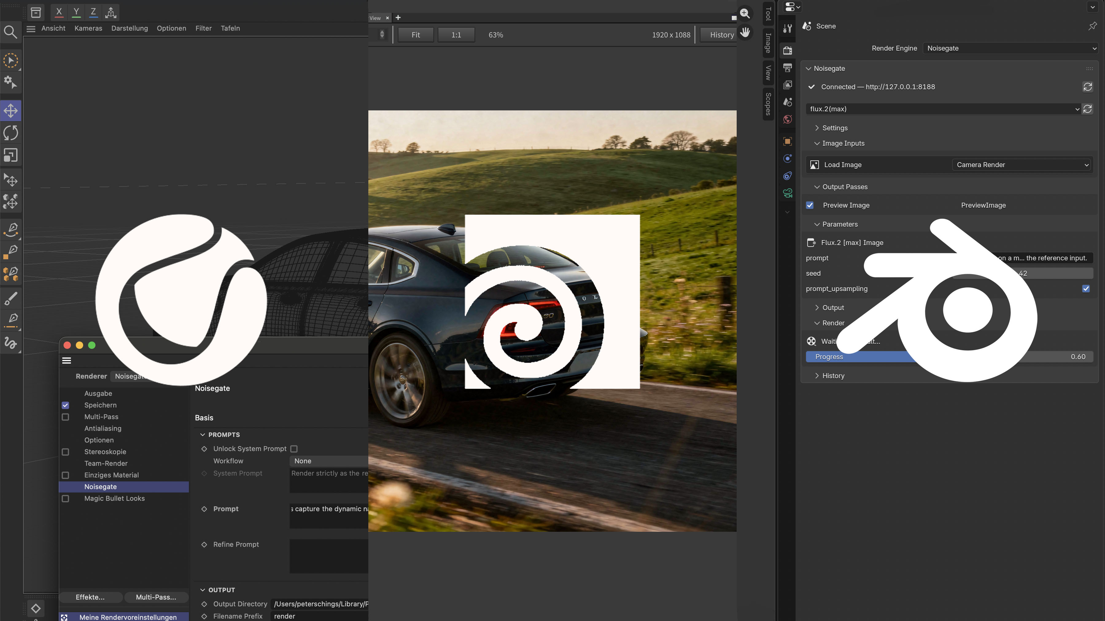 Noisegate running in Cinema 4D and Blender